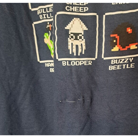 Super Mario Size 2XL T-Shirt Graphic Print Navy Blue Characters Luigi Peach Toad - Picture 3 of 6